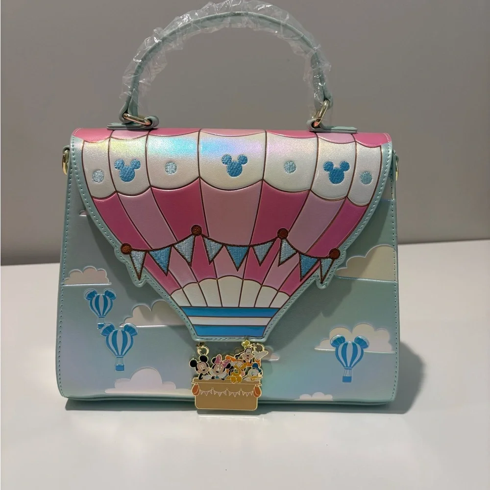Loungefly Pastel Pink & Light Blue Hot Air Balloon Top-Handle Satchel